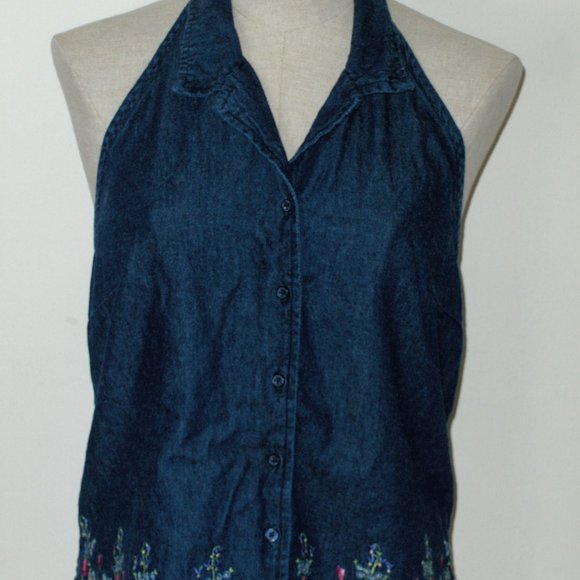 Women's Blue Jean Halter Top Small BOTTOM DOLLAR DROP!!! - Picture 8 of 8